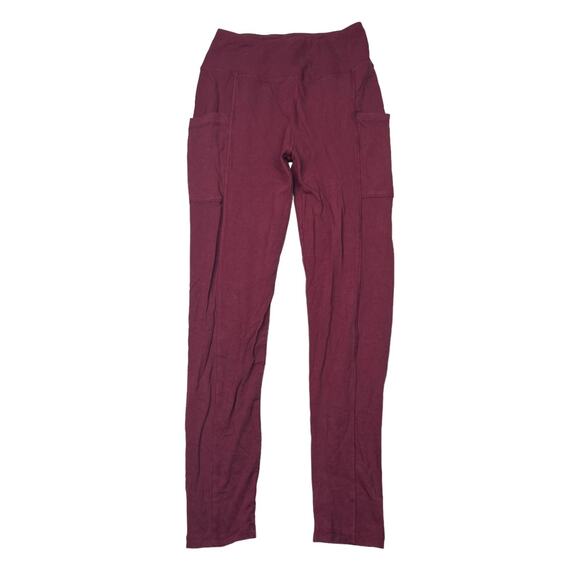 Saturday/Sunday Anthro High Rise 7/8 Length Leggings Side Pockets Maroon S Small - Picture 1 of 6